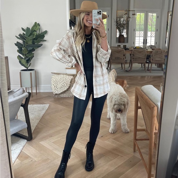 Cream & Tan Shacket - Picture 1 of 2